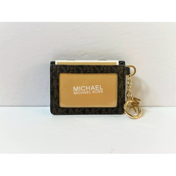 Michael Kors Kala Keychain Card Case Brown MK Signature PVC - Picture 6 of 9